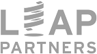 Logo of Leap Partners featuring stylized text with a dynamic, modern design.