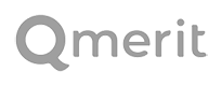 Qmerit logo in gray, featuring stylized Q design, representing a brand known for energy and sustainability solutions.